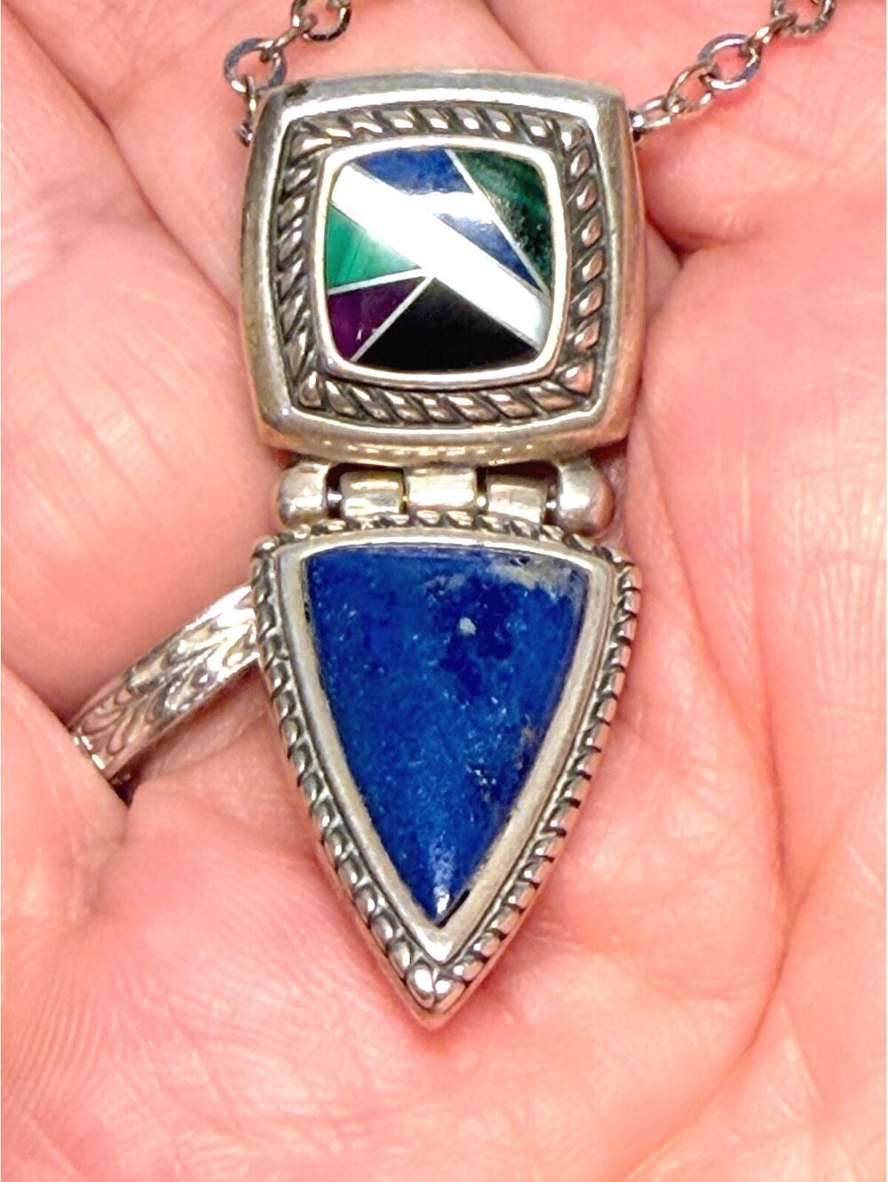 Carolyn Pollack Pendant with Inlay and Sparkling Chain 18”